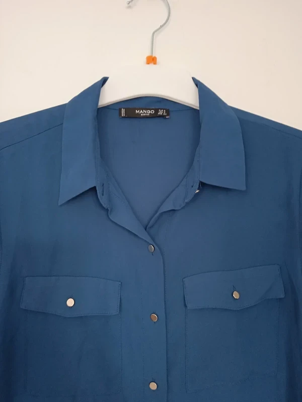 Lightweight, fluid, sheer blue Mango blouse size S – photo 3